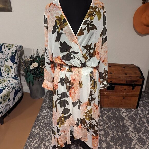 Enfocus Studio Long Sleeve Floral Dress w/ Elastic Waist | Size L - Picture 1 of 4